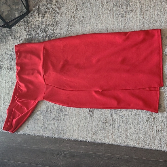 Offshoulder red midi dress - missguided, size us 10 - Picture 1 of 3